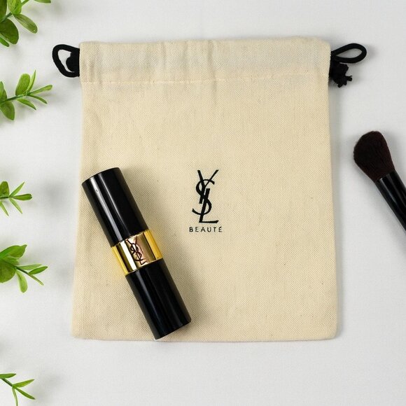 YSL Beige Cotton Drawstring Makeup Pouch Limited Edition Bag Yves Saint Laurent - Picture 1 of 7